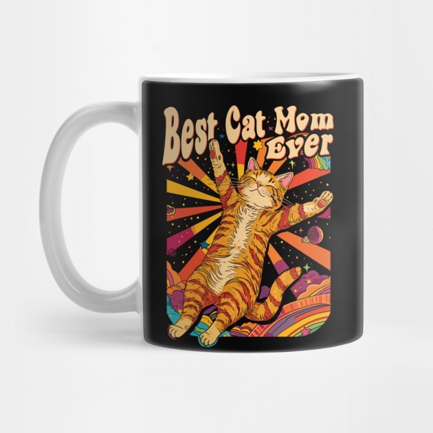 Best Cat Mom Ever 60s 70s Hippie Aesthetic Women by Apocatnipse Meow